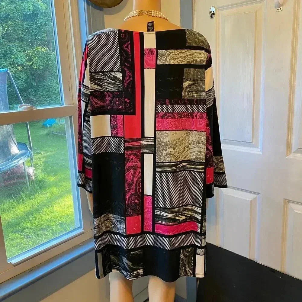 Style&Co Boho Grannycore Artsy Stretchy Casual SummerTunic Top Blouse Womens 1X